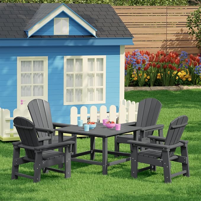 Costaelm Outdoor Kids Table, Toddler Dinner Table Baby Desk Outdoor Childrens Party Tables for Arts & Crafts, Snack Time, Multi-Activity Desk for Ages 2-8 in Classroom/Outside, Gray