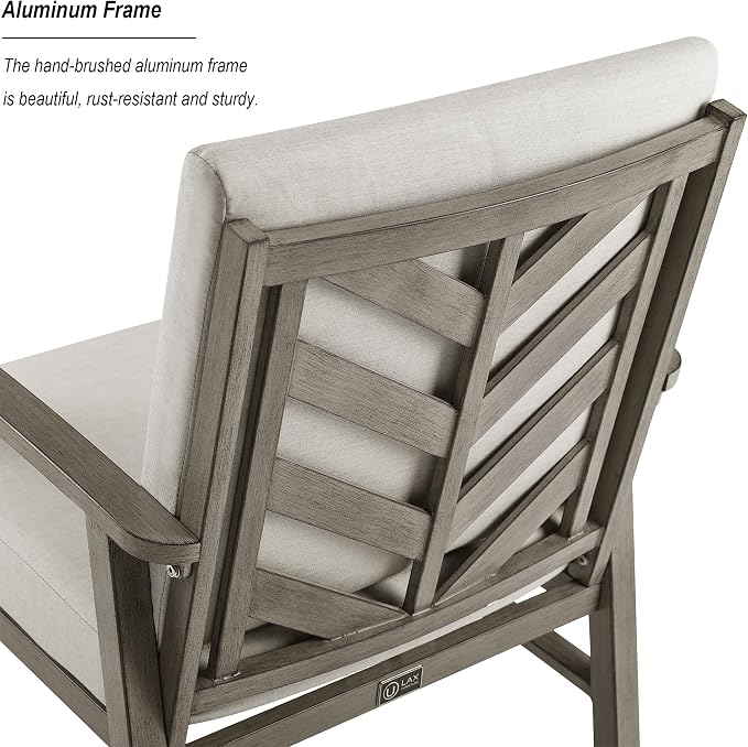 PEAK HOME FURNISHINGS Outdoor Aluminum Dining Set, 60" Round Dining Table with 6 Dining Chairs