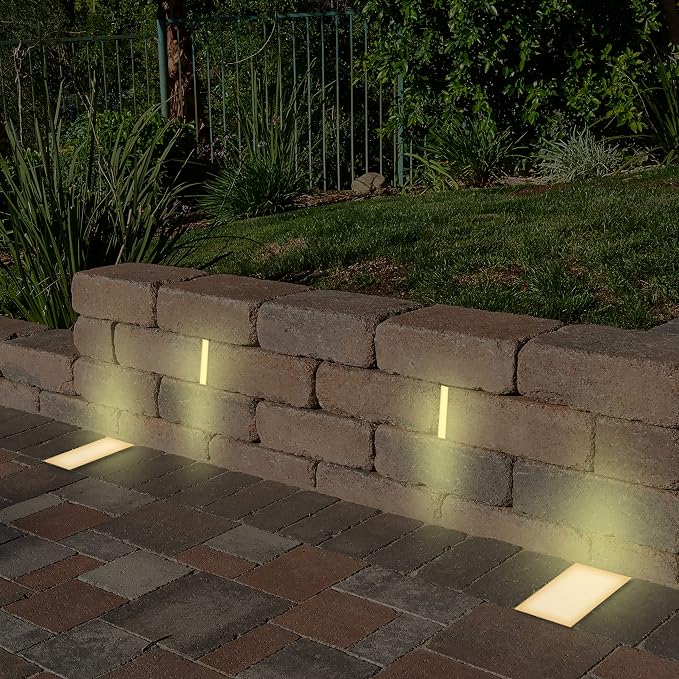 LUMENGY Paver Light Slim 0.5x4 Inch (0.47x3.93), 2700K Warm White, Glare-Free Linear Lighting for Driveways, Walkways and Paver Borders, 12V Hardwired, IP67 Waterproof, Drive-Over Rated