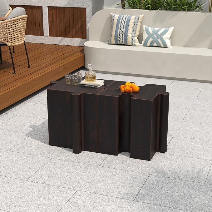 Christopher Knight Home Daton Interlocking Puzzle Outdoor Side Table, Lightweight Concrete Patio Coffee Table, Convex Edge MGO Modular End Table, Creative Set Up for Indoor&Outdoor Use, Copper