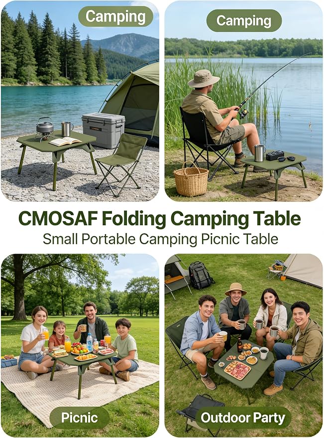 2-in-1 Tactical Camping Table with Adjustable Height, Collapsible Table Lightweight with Carry Bag for Camping,Travel expeditions, Hiking, Picnics, BBQs & Beach Trips
