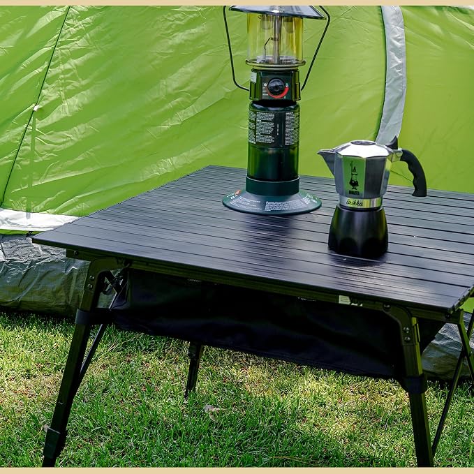 ARROWHEAD OUTDOOR 2-Pack 39" Aluminum Folding Camp Roll Up Table w/Adjustable Height, Undertable Mesh Storage, Carry Bag