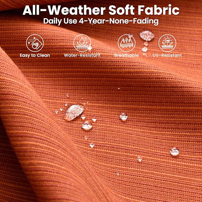 ovios 5 Pieces Patio Furniture Set, Outdoor Wicker Sofa Couch with Chairs Comfy Cushions, All Weather Grey Rattan Conversation Set for Backyard Deck Porch, Orange Red