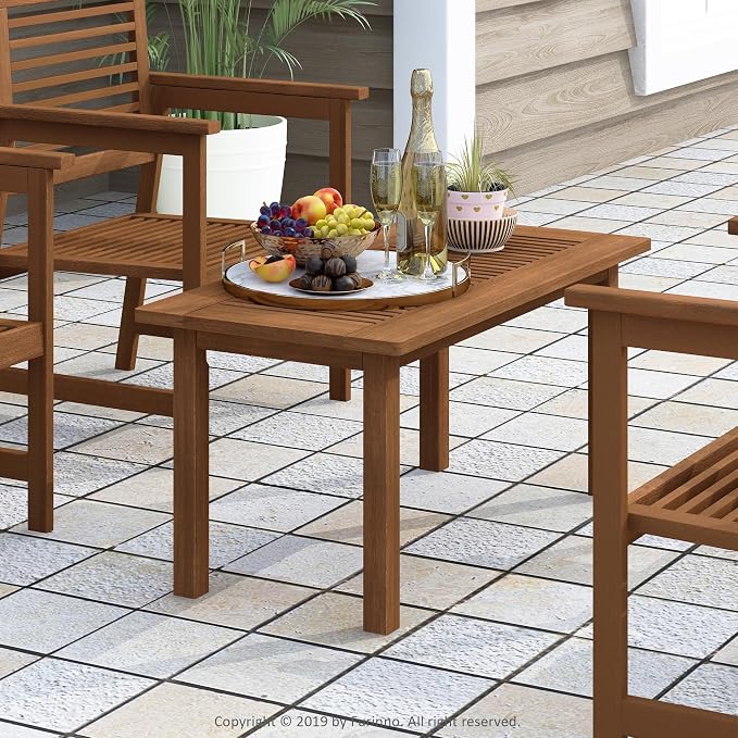 Furinno TIOMAN Patio Table, Outdoor Side Table, Coffee Table in Teak Oil, for Patio, Garden, Porch, for Patio, Garden, Porch, Light Wood