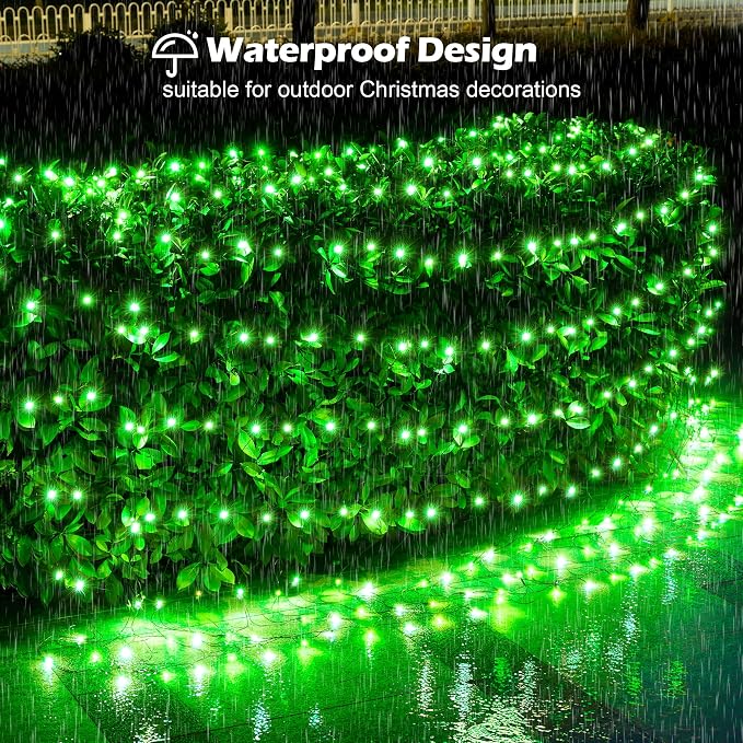 BlcTec Outdoor Christmas Lights 360 LED 9.8ft x 6.6ft Christmas Net Lights with 8 Modes, UL Certified, Timer, Connectable, Waterproof for Trees, Bushes, Shrub, Yard Outdoor Xmas Decorations, Green