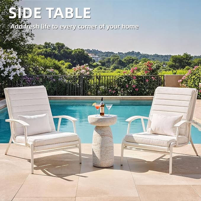 28" Large Side Table Outdoor, Modern Geometric Pedestal End Table, Multi-Functional & Decorative Coffee Table, Accent Table, Planter Stand for Garden Patio Porch Balcony or Living Room Decor