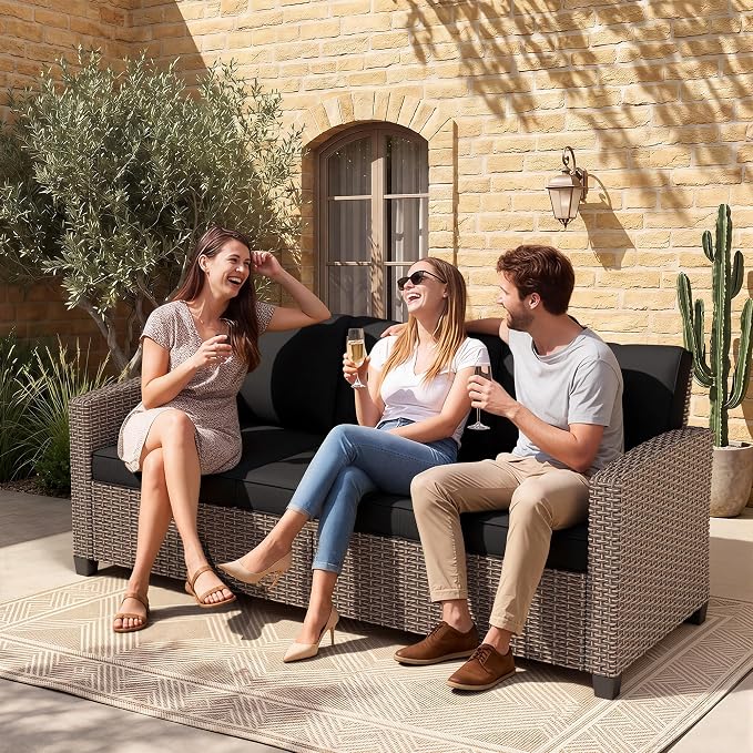 Patio Furniture Set - All-Weather - 1 Piece Wicker Outdoor Patio Conversation Set, Modular Rattan Sectional Sofa for Backyard, Garden, Patio, Poolside