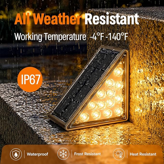 Solar Driveway Lights Outdoor, Dock Deck Lights Solar Powered, Stair lights