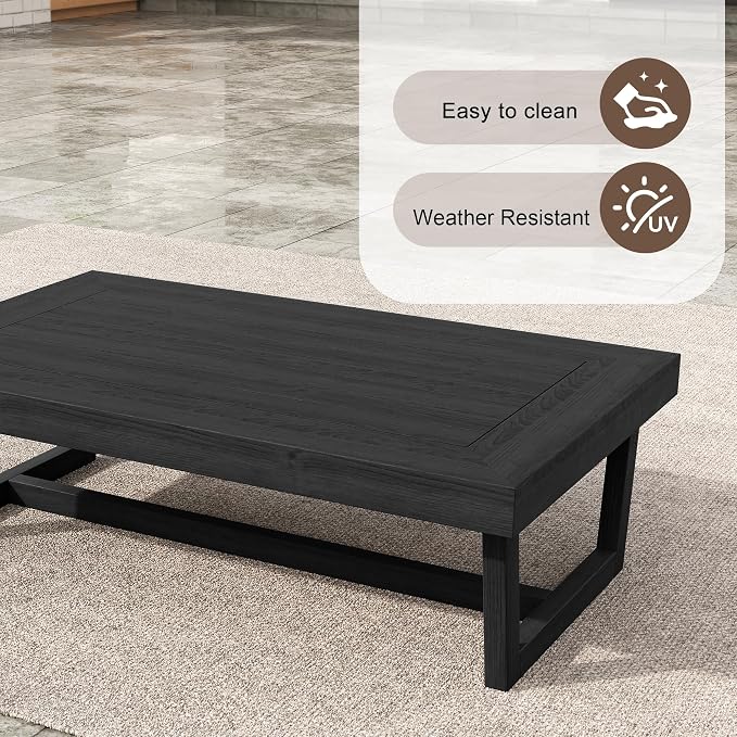 4 Pieces Patio Furniture Sets, All-Weather Outdoor Wood Bistro Set Patio Conversation Coffee Table Chiars and Patio Loveseat for Balcony, Backyard