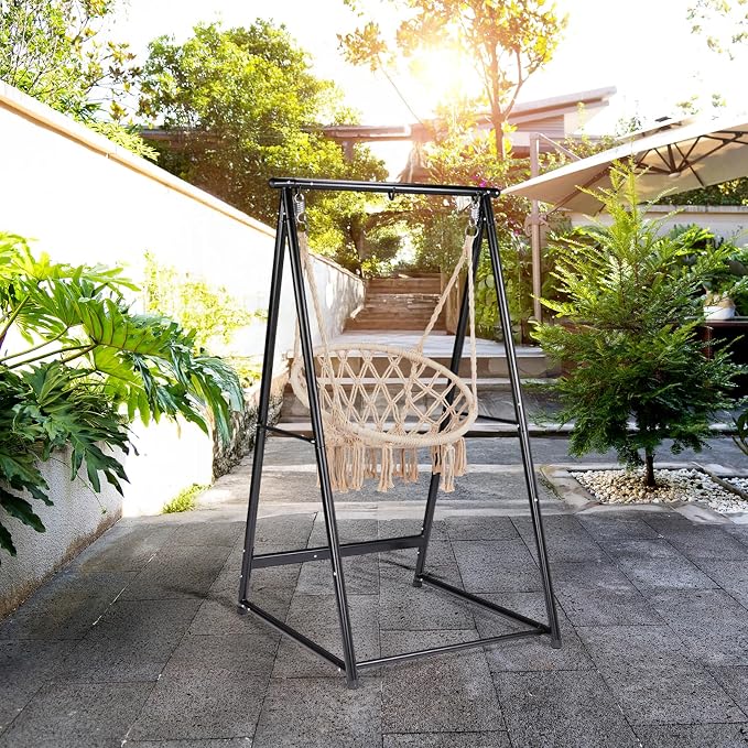 Heavy Duty Hammock Stand, Powder Coated Steel Frame, 660lbs Capacity, Fits Most Hammocks and Swing Chairs (39.4”x37.4”x70.9”), for Patio, Yard, Garden, Balcony