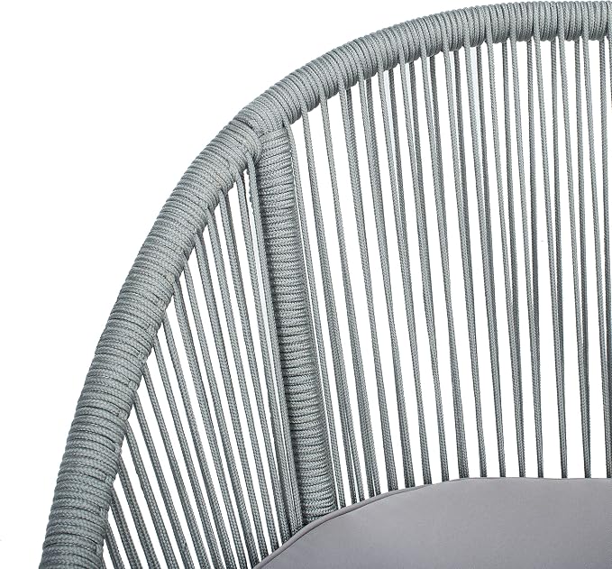SAFAVIEH Outdoor Collection Halcott Grey Rope/Grey Cushion 4-Piece Conversation Patio Set