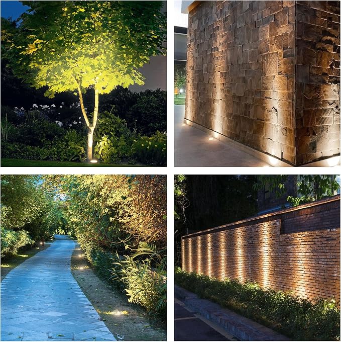 JESLED Outdoor Landscape Lights, Low Voltage In Ground Well Lights, 6 Pack | 6000K Warm White, 6W LED, 12V/24V, IP67 Waterproof, 5-Ton Pressure Resistant & 90° Beam for Driveway Decks Step Garden
