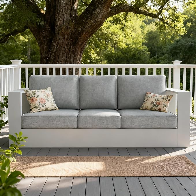 LayinSun Oversized Aluminum Outdoor Furniture, 1 Piece Patio 3-Seat Sofa, Deep Seating and Upgraded 6-inch Cushions for Porch, Balcony, Deck