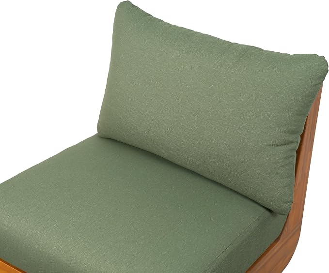 Christopher Knight Home Isabel 5-Seater Outdoor Patio Furniture Set with Removable Cushion, Acacia Wood Patio Conversation Set with 3-Seater Sofa & Club Chairs, 3 Piece Sectional Sofa Set, Green+Teak