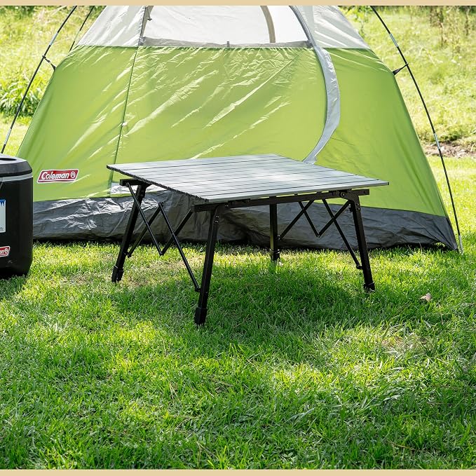 ARROWHEAD OUTDOOR 2-Pack 39" Aluminum Folding Camp Roll Up Table w/Adjustable Height, Undertable Mesh Storage, Carry Bag