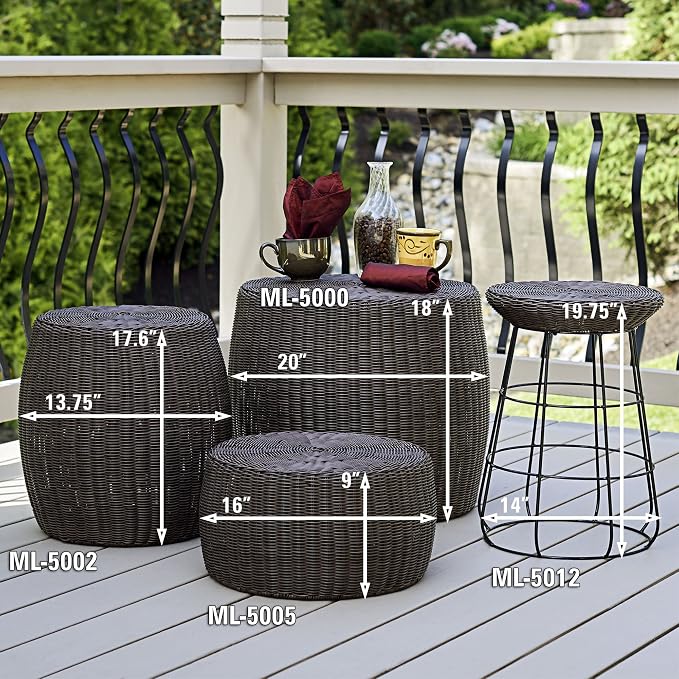 Household Essentials Handwoven Resin Barrel Side Table, Brown