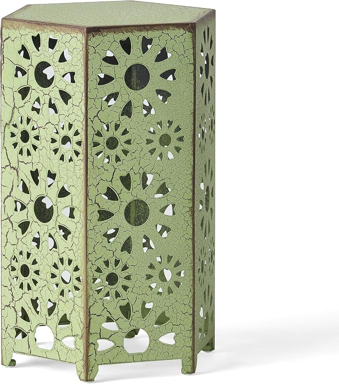 Christopher Knight Home Eliana Outdoor 12" Sunburst Iron Side Table, Crackle Green