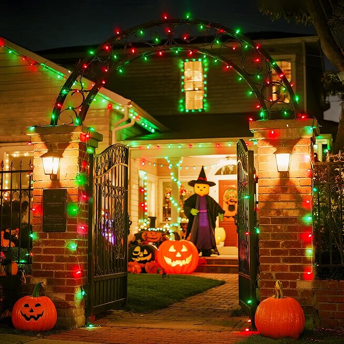 JMEXSUSS 168ft 600 LED Red to Green Halloween Lights Outdoor Indoor | Red Green Color Changing Christmas Lights, Christmas Twinkle String Lights Plug in for Tree Porch Yard Halloween Decorations
