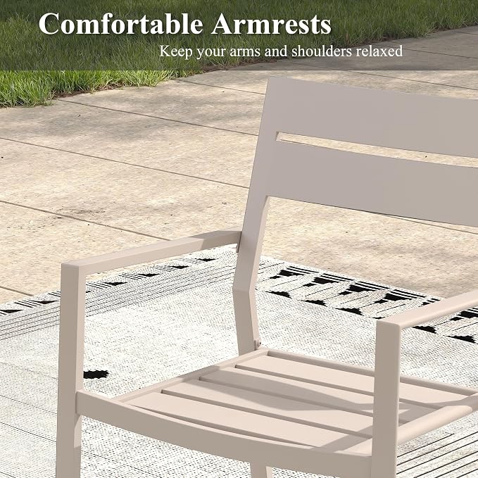 Patio Dining Set for 4, Round 40.7" Patio Dining Table and Stackable Outdoor Dining Chairs Outdoor Furniture for Backyard Porch Deck, Spliced Sandshell Table and Sandshell Chairs