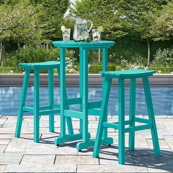nalone 40" Outdoor Bar Table, All Weather HDPE Bar Height Patio Table Counter Round Patio Cocktail Bar Tables, Tall Bistro Tables Pub Table for Deck, Porch, Backyard, Garden