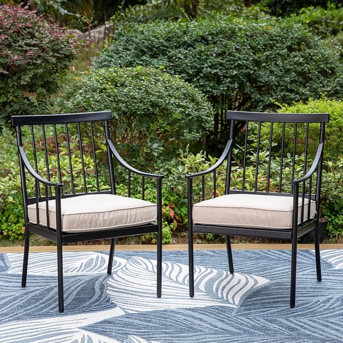 Sophia & William Patio Dining Set, Chairs, Black | Cushions, 300lbs Chair Capacity