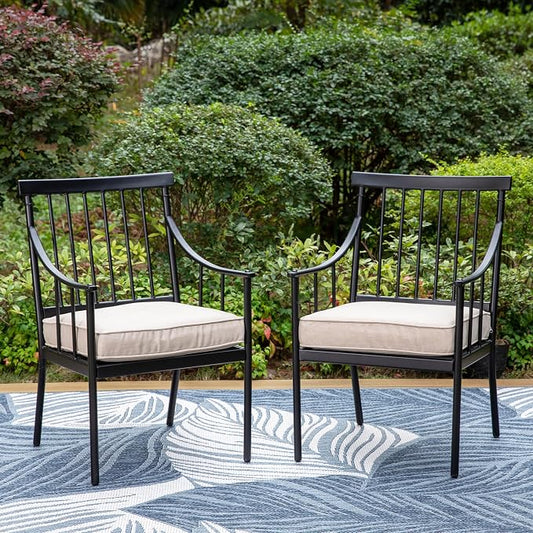 Sophia & William Patio Dining Set, Chairs, Black | Cushions, 300lbs Chair Capacity
