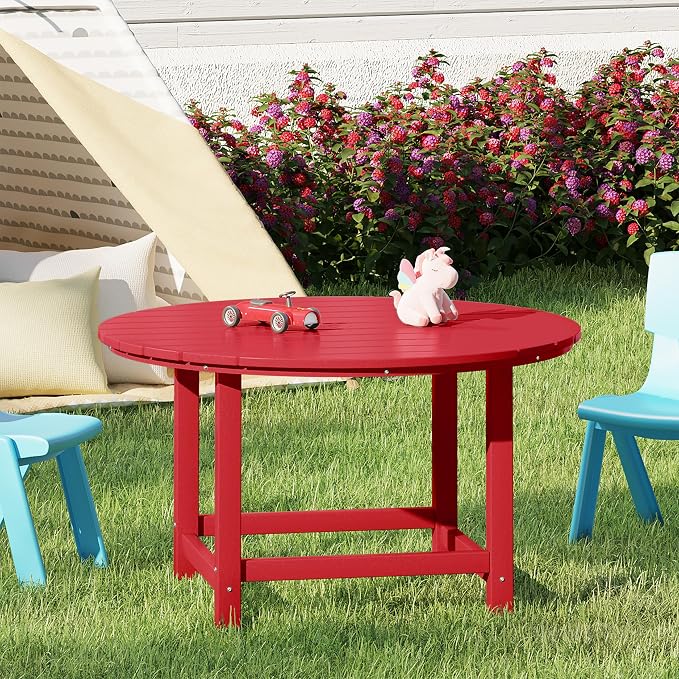Costaelm Kids Dinner Table, Toddler Play Desk Student Desk Outdoor Childrens Picnic Tables for Children Arts & Crafts, Snack Time, Multi-Activity Table for Ages 2-8 in Home/Outside, Red