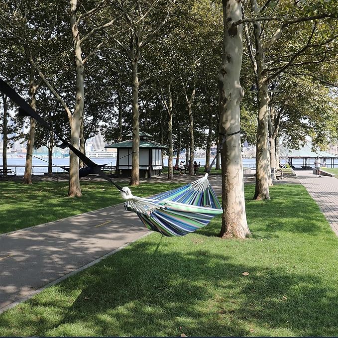 Bliss Hammocks Double Hammock with Rope Loops & Tree Straps, 265 lb, Blue Honu