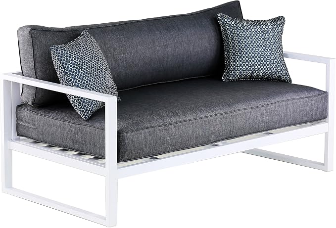 Elle Decor Paloma Outdoor Patio Furniture Collection in Weather-Resistant Metal Frame Patio, Sofa, White