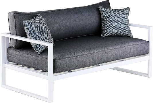Elle Decor Paloma Outdoor Patio Furniture Collection in Weather-Resistant Metal Frame Patio, Sofa, White