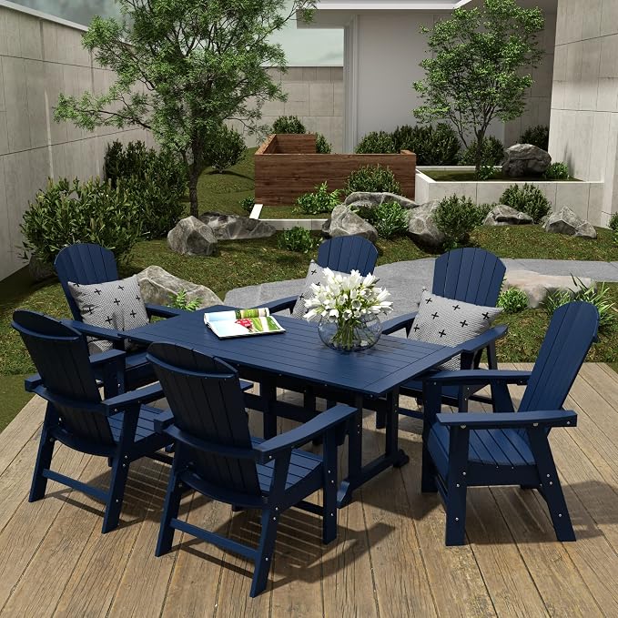 WestinTrends Malibu 71" Outdoor Patio Dining Table, Navy Blue