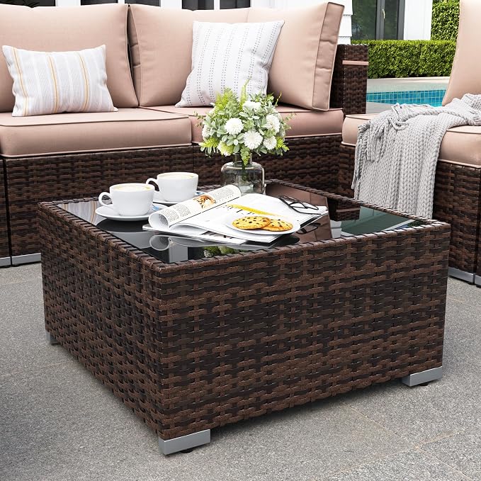 Patio Furniture Set, Modular 12-Piece Patio Conversation Sets with Coffee Table, All-Weather Wicker Outdoor Sectional for Backyard and Balcony, Grey (Waterproof Covers Included)
