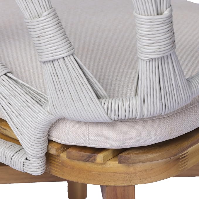 Christopher Knight Home para Acacia Wood Patio Dining Set with Bench, Solid Wood Outdoor Dining Table Set for 6, Outdoor Dining Set with Water-Resistant Cushion, Teak+Beige+Grey