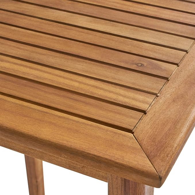 IRONORA Natural Acacia Wood Rectangular Patio Bar Table, 40 Inch Tall Slatted Top Outdoor Pub Table, Wooden High Top Counter Height Table for Backyard Balcony Garden