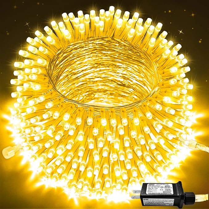 JMEXSUSS Connectable 250 LED Warm White Christmas Lights Indoor Outdoor | 91.5ft Christmas String Lights, 8 Modes Twinkle String Light Plug in for Christmas Tree Party Decoration
