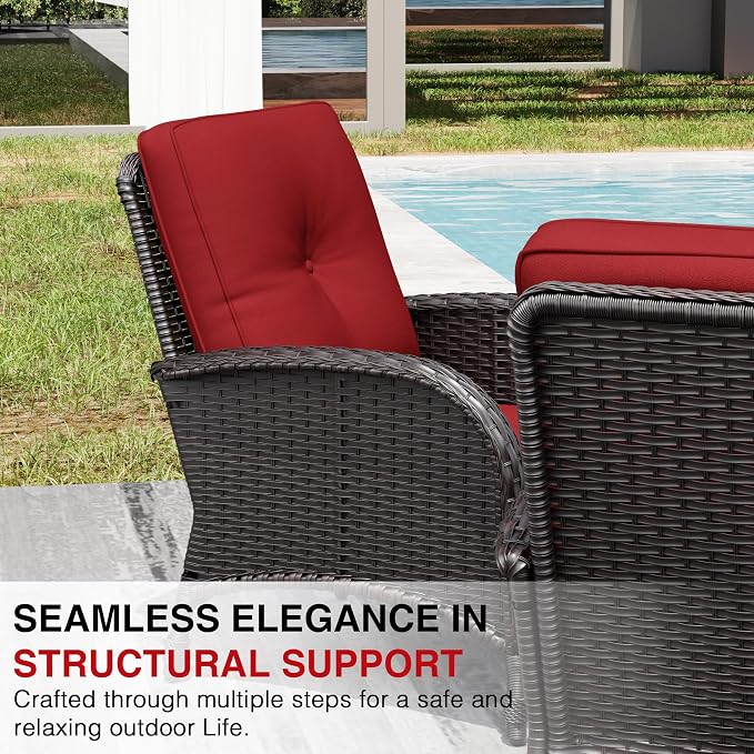 Joyside Wicker Patio Chairs, 4 Piece Rattan Outdoor Furniture with Thickened Cushions, High Back, Deep Seating, Wide Armrest, Outdoor Chairs for Porch, Deck