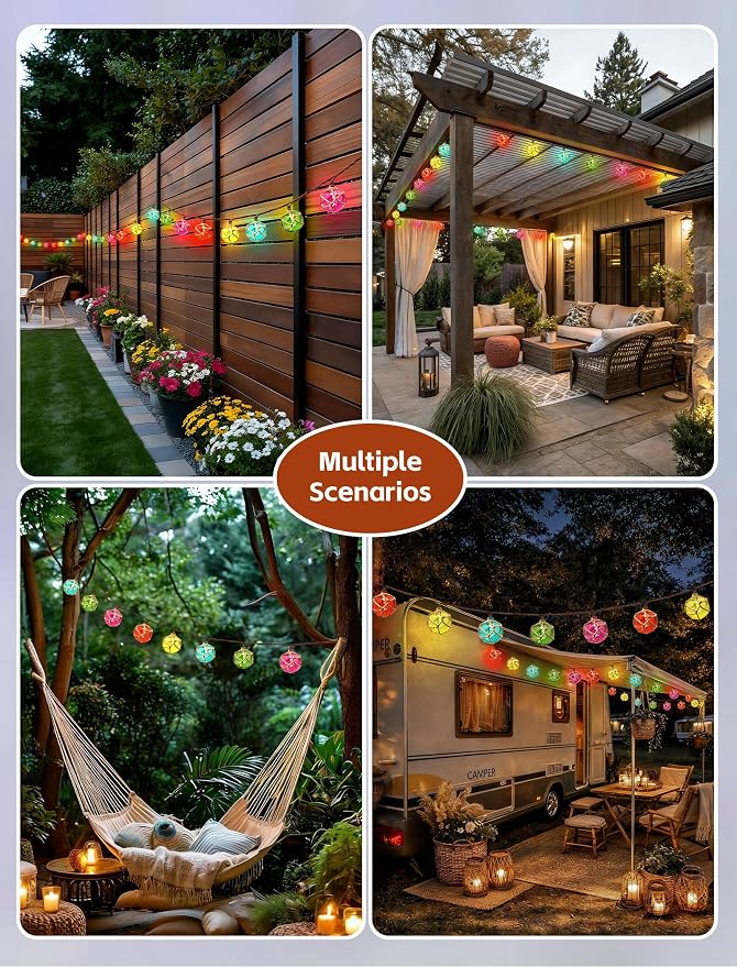 8.5Ft Nautical Fishing Float String Lights,Plug in Beach Themed Buoy Lights | Set of 10 LED Tiki Bar Lights Indoor, Beach Camping, Bedroom Decor and Outdoor Patio Decorations-Multicolor