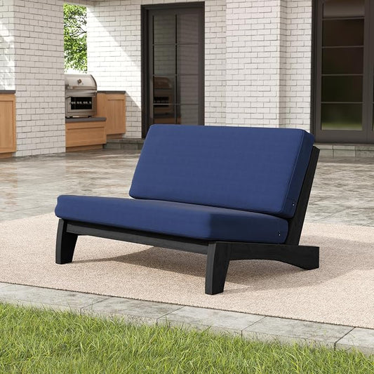 Pia Ricoo 1-Piece Patio Furniture Set, Outdoor Loveseat with 4.5-Inch Thick Cushions, All-Weather Outdoor Sofa for Backyard, Deck, Lawn - Navy/Dark