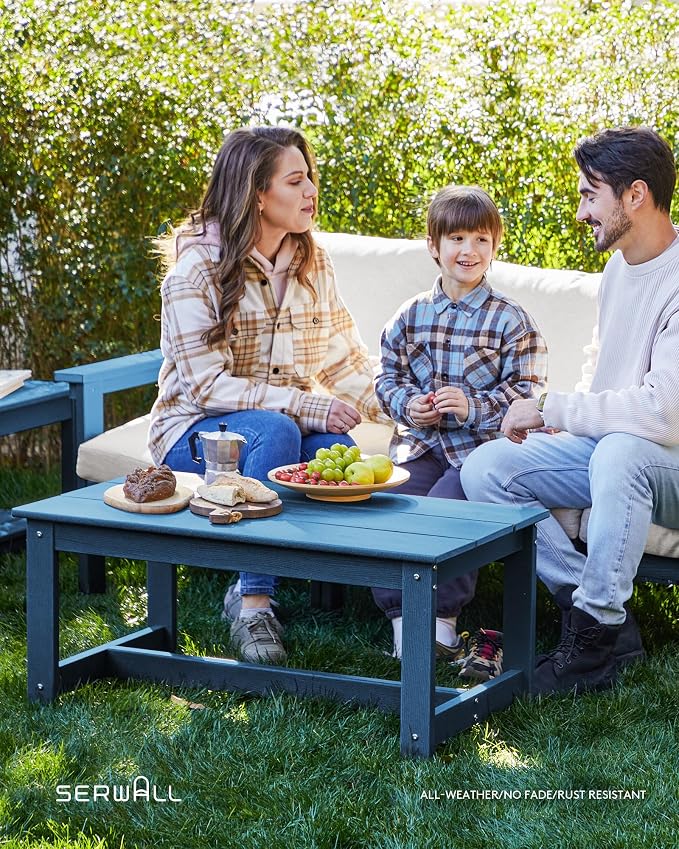 SERWALL HDPE Outdoor Patio Furniture Set | with Coffee Table & Side Table