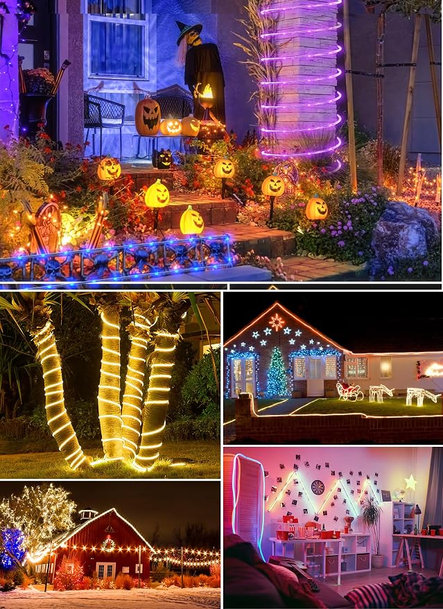Brightown Solar String Lights Outdoor Waterproof, 39FT 100LEDs, Multicolor | 18 Colors Changing Fairy Rope Light Solar Powered with Remote, Trampoline Light Rope Lighting for Outside Christmas Party
