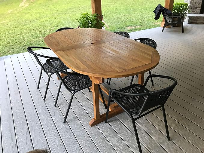 Teak Orleans Oval Outdoor Patio Double Extension Table, Made from Solid A-Grade Teak Wood