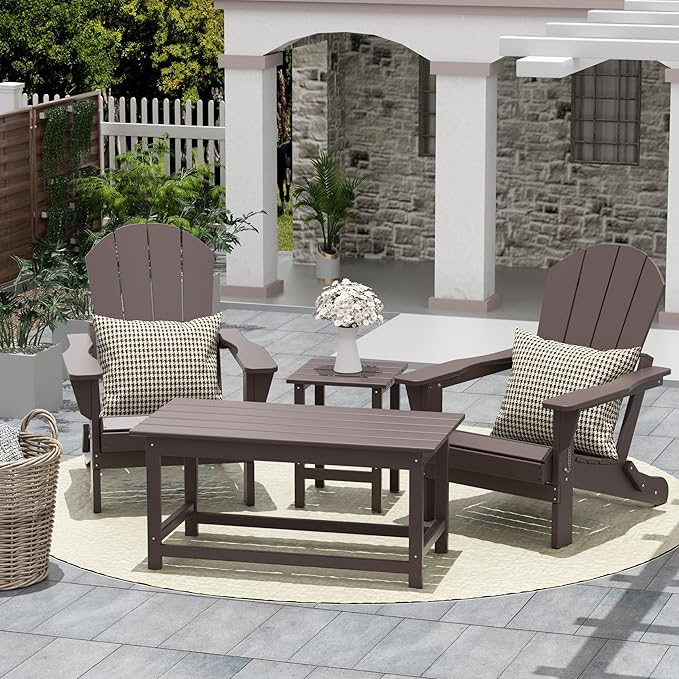 HDPE Laguna Outdoor Poly Adirondack Coffee Table, Dark Brown