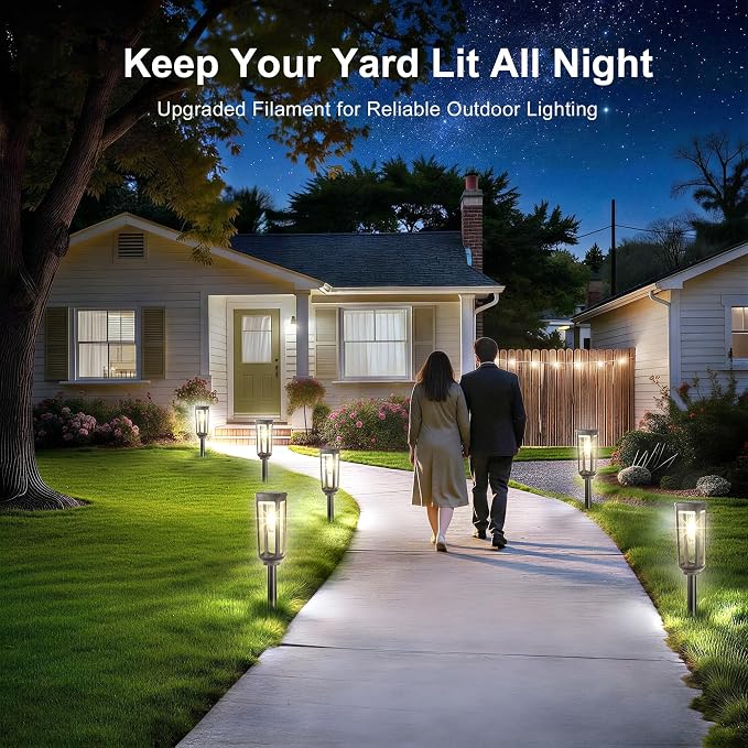 JEJOT Solar Pathway Lights Outdoor Waterproof, 4 Pack Solar Walkway Lights | Solar Light outdoor for Lawn Yard Garden Patio Driveway Decor Landscape, Cool White