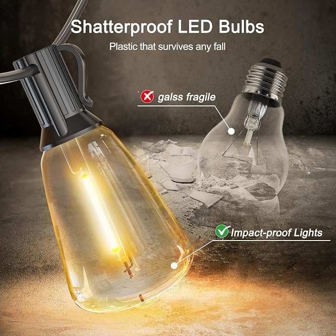BLIATLUS 100FT Solar String Lights, Waterproof Outdoor with Remote 30+2 ST38 LED for Porch Fence