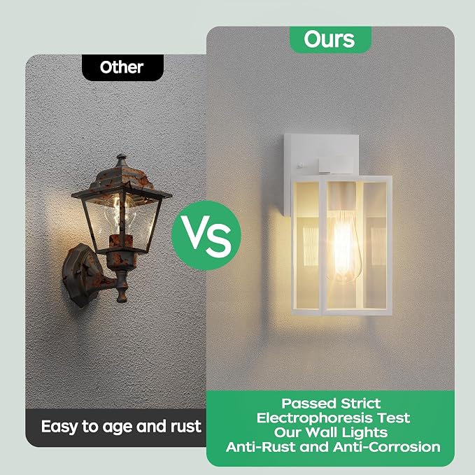 WIHTU Outdoor Front Porch Light Wall Mount, Exterior Lighting Fixture 1Pack | 10.65inch, Anti-Rust Metal Frame, Tempered Glass, E26 Base, Waterproof, Easy Install, Wall Sconce for Patio, Garage, Entryway