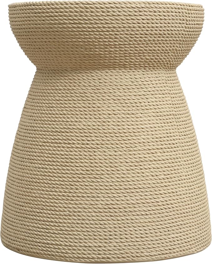 Christopher Knight Home 16.73" H Simulated Rattan MGO Side Table Sculptural Hourglass End Table Indoor Outdoor Living Room Patio Balcony Decor Accent Table, Natural Wood