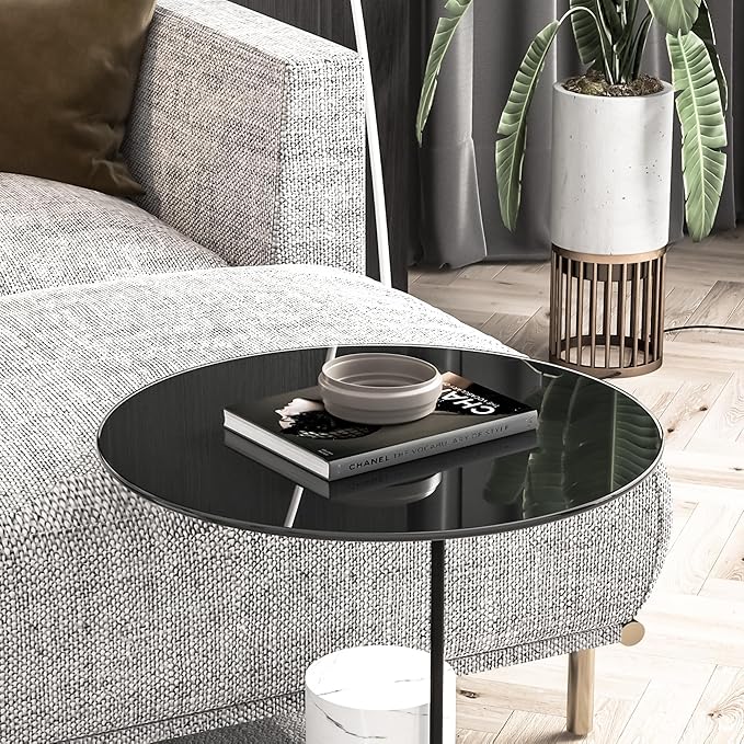 20" Tempered Glass Table Top Round Black Table Surface 1/4'' Thick Pencil Polished Edge Multipurpose for Dining, Coffee, Restaurant and End Table (20 inch-Black)