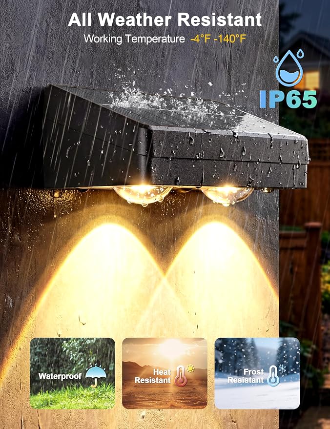 JOFIOS Solar Fence Lights with Remote, Warm White, Cool White and RGB Color Glow LED Outdoor Wall Lights, IP65 Waterproof Solar Lights for Fence, Backyard, Railing, and Deck, Home Improvement, 16 Pack