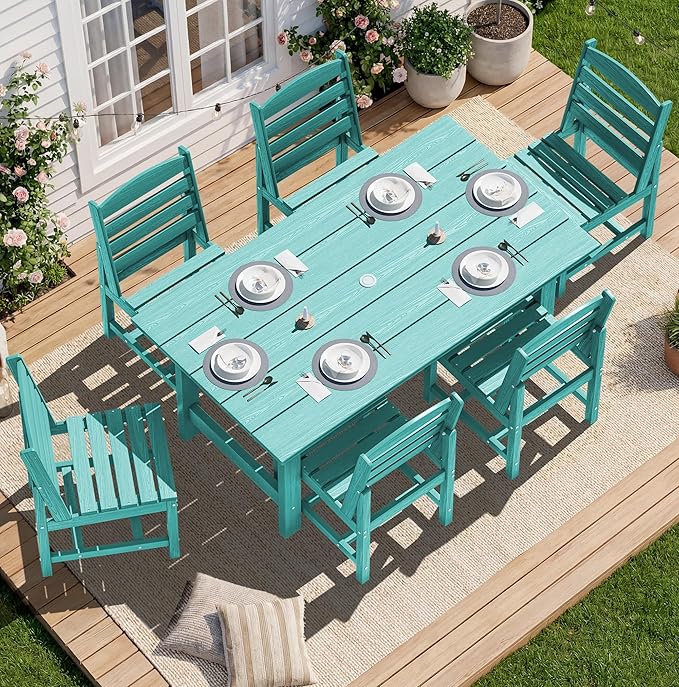SERWALL HDPE Outdoor Dining Set for 10 with 2 Tables & 10 Chairs, Aruba | 12-Piece HDPE Outdoor Dining Set for 10, All-Weather Resistant Dining Furniture