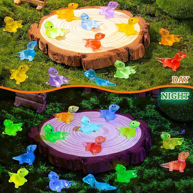 150PCS Luminous Mini Resin Lizards Tiny Glow Lizard Figurines Bulk | Miniature Lizard Animal Figurines Glow in The Dark, Micro Moss Garden Landscape, Dollhouse DIY, Birthday Party Home Decor